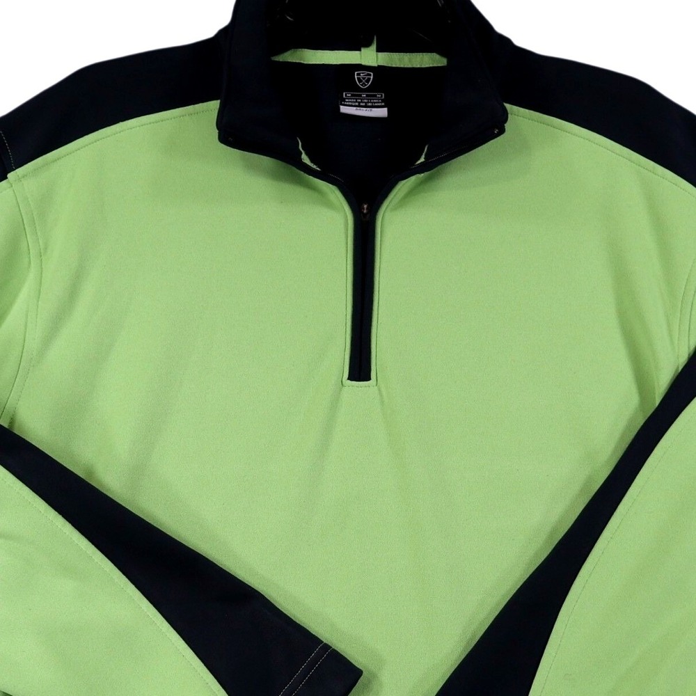 Nike Golf Pullover Mens M Lime Green Navy Blue Colorblock Athletic Quarter Zip